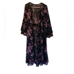 Torrid Ruffle Sleeve Kimono - Black Floral - Women's Size M/L